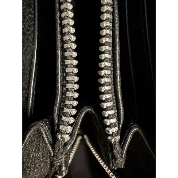 Chrome Hearts Red Metallic Leather Zipper Wallet With Cross Detail & Silver Goth - Picture 12 of 12